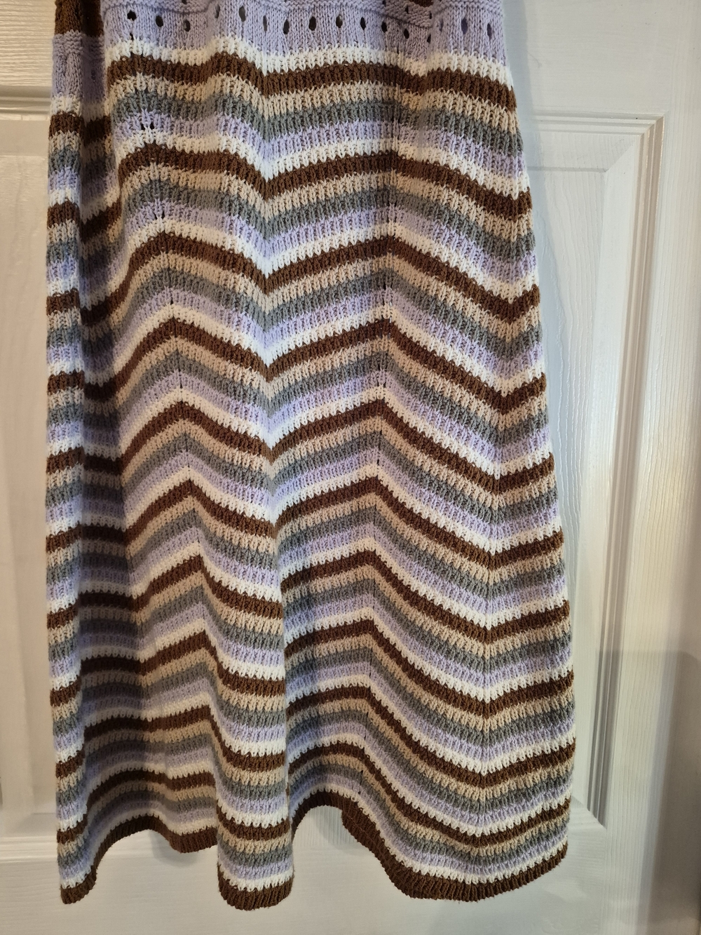 Pink Rose Crochet Halter Dress in Brown, Cream & Lavender Size Large - Picture 3 of 8